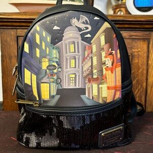 Loungefly Harry Potter Diagon Alley Sequin Mini Backpack NWOT